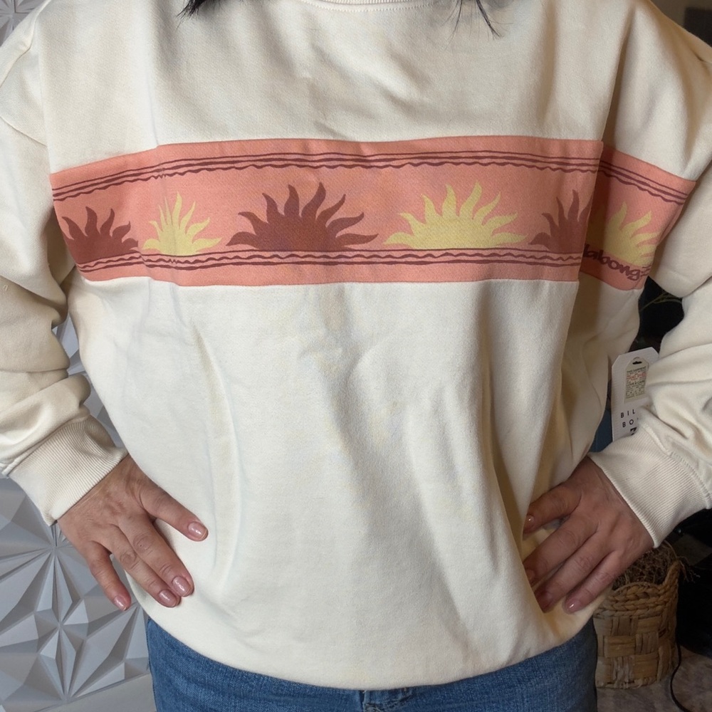 Cream Graphic Sweatshirt with Sunset Stripe